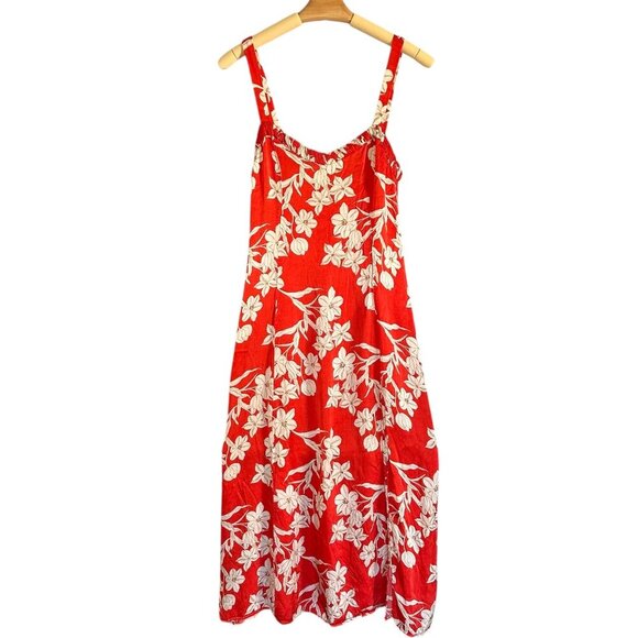 Zara Red & White Midi Dress Sleeveless Side Split Mermaidcore Bloomcore Size M - Picture 1 of 7